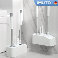 IMUTO Toilet Brush Set, 4-in-1 Toilet Brush, Toilet Scrubber with Integrated Multi-Purpose Trash Cli