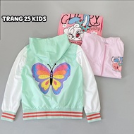 Jacket Girls Rainwear Waterproof Windproof Fabric, Jacket with wide hat pocket, mesh lining inside -