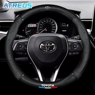 Toyota Car Steering Wheel Cover Carbon Fiber Protective Non-Slip For Toyota Agya Raize Calya Avanza Veloz Rush Kijiang Innova Yaris Corolla Cross bZ4X RAV4 Vios Fortuner CHR Camry