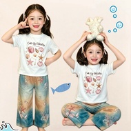AY266 Children's Shirt And Pants Set Sea Snail Pattern Sweet Colors Comfortable To Wear Suitable For