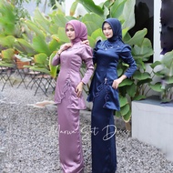 Marwa Set Baju Kurung Melayu Malaysia Satin Maxmara Full Payet