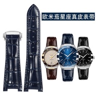 2024◇ↂ XIN-C时尚4 Genuine leather watch strap suitable for for/Omega/Constellation Series 131.13 men's blue omega notched leather bracelet 25mm