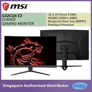 MSI G32CQ4 E2 31.5" Curved Gaming Monitor /WQHD/VA Panel 170hz/1ms(MPRT)/HDR Ready/Freesync Premium/