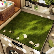 Green Small Fresh Drum Washing Machine Sunscreen Mat Diatom Mud Water Absorption Pad Refrigerator Du