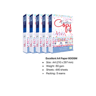 A4 Paper – Excellent Copy Paper / Kertas A4 70gsm & 80gsm (440’s per Ream) | 1 Carton = 10 Reams