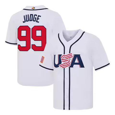 Men's Aaron Judge #99 USA White Baseball Jersey, Exquisite Full Embroidery Jersey, WBC World Classic