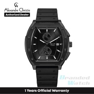 [Official Warranty] Alexandre Christie 6628MCRIPBA Men's Black Dial Silicone Strap Watch