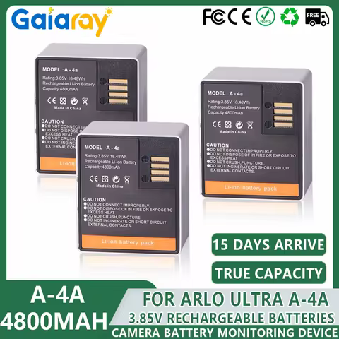 4800mAh Rechargeable Batteries For Arlo Ultra Arlo Ultra 2 Arlo Pro 3 Pro 4 A-4A VMC4040P Camera Bat