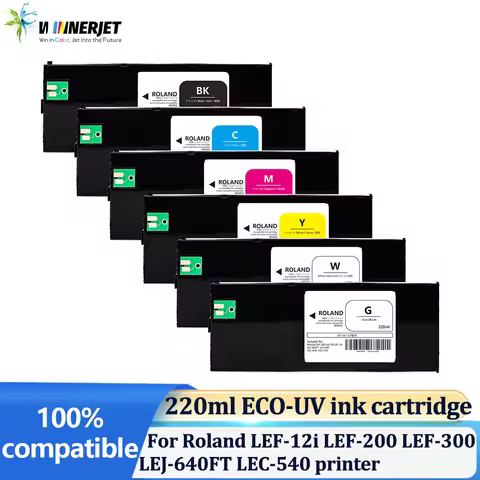 220ml ECO-UV Ink Cartridge with UV Ink Chip for Roland LEF-12i LEF-200 LEF-300 LEJ-640 LEC-540 LEC-3