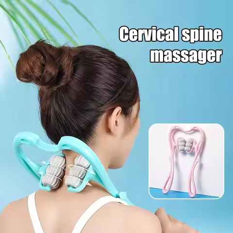 Cervical Neck Massager Manual Neck Clamp Home Multifunctional Kneading Roller 6-Ball Shoulder And Ne