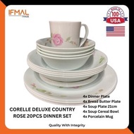 (Ready Stock) Corelle Country Rose 20pc Dinnerware Set | Deluxe Dinner Serve Set