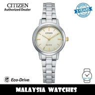 (100% Original) Citizen EM0930-58P Eco-Drive Beige Dial Silver-Tone Stainless Steel Women's Watch (3 Years Warranty)