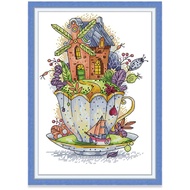 Cross Stitch Kit Cup Cartoon Design 14CT/11CT Counted/Stamped Unprinted/Printed Fabric Cloth, Cross Stitch Complete Set with Pattern