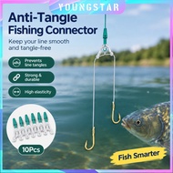 YSAT 10PCS Anti-Tangle 8 Ring Silicone Fishing Connector, High Elastic Sub Wire Tackle for Carp Fish