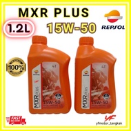 REPSOL MXR PLUS 1.2L SEMI SYNTHETIC MOTORCYCLE OIL MCO ACTION SERIES 15W-50 4T OIL 1.2L  MINYAK HITA