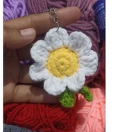 GANTUNGAN Daisy Crochet Keychain Daisy Flower Crochet Keychain
