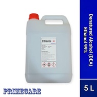 Ethanol (Denatured alcohol - Ethyl Alcohol) 5 Litres [Perfume Making / Solvent / Sanitizer] ( 99% / 