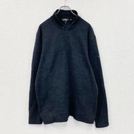 古著 Eddie Bauer 長袖半拉鍊衛衣，黑色，XL 碼