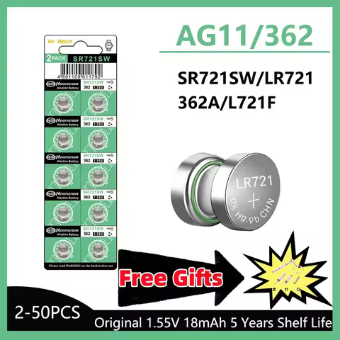AG11 SR721SW 362 361 162 High Capacity 1.55V Button Coin Cell Watch Battery 0%Hg Mercury Free for Wa