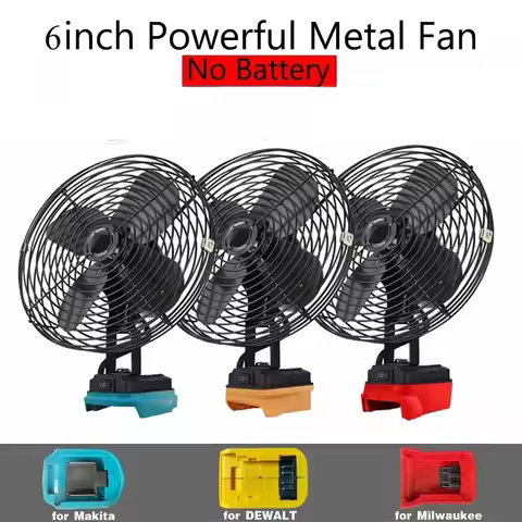6In Camping Fan Outdoor Fishing Wireless Desktop Portable Metal Strong Wind Fan FIt Makita/Dewalt/Mi