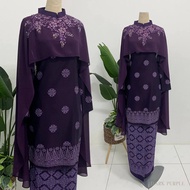 [Warna Dark Purple]  Baju Kurung Moden Songket Printed Normala