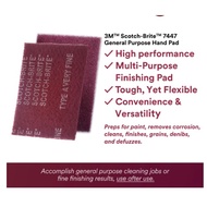[100% Original ]3M 7447 Scotch Brite General Purpose Hand Pad - [Maroon] SB_ ASD_ PAD_ Hand Finishin