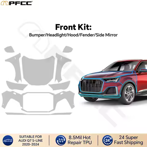 8.5Mil TPU PPF Clear for Audi Q7 S-Line 2020-2024 Precut Paint Protective Film Front Hood Fender Kit