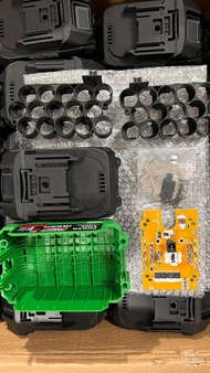 Vỏ - Mạch chân mkt 18650 5s3p 15 cell - Đế cao su chống va đập - Vỏ chống va đập - Xanh