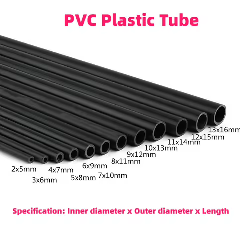 2Pcs Length 495mm Black PVC Plastic Tube 2x5mm 3x6mm 4x7mm-16x19mm Thin Hard Pipe Small Water Pipe S