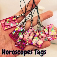 Designer Handcraft Keychain Square Horoscope Astrology Zodiac Constellation Mobile Phone Charm Tags 