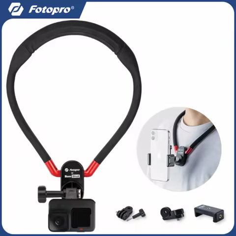 Fotopro GP-03 POV Neck Selfie Holder with Clip Vertical Mount Kit Flexible Silicone Neck Holder Moun