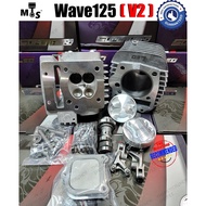 👍(Head+ Block 4V) 65mm/68mm FULLSET LEO V2 WAVE125 4 Valve Racing Head Cylinder Wave125 W125 (21/24) (SUPER 4VALVE HEAD)