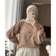 Tq88indonesia Latest Blouse Oliver LADY CRUSH Blouse / Olive Blouse Women's Tops Plain Blouse