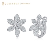 18k Gold Lab Diamond Flower Full Diamond Hoop Earrings | Lab Diamond Floral Stud Earrings | Full Dia