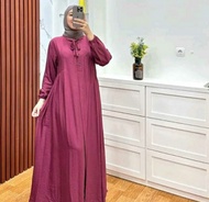 Gamis syari bahan polo linen polos busui Gamis Hanum dress