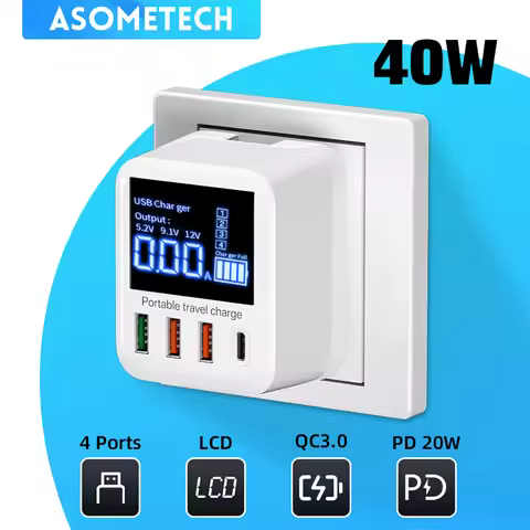 40W Quick Charge USB Charger Wall Travel Phone Adapter Fast Charger PD QC USB C Charger For iPhone 1