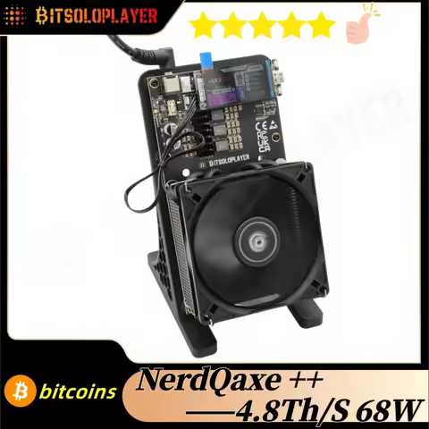 NerdQaxe++ 4.8TH/s 68w BM1370 Asic Chip SHA-256 Algorithm Bitcoin Solo miner With 120W power supply