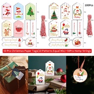 100Pcs Merry Christmas Tags Kraft Paper Card Gift Label Tag DIY Hang Tags Gift Wrapping Decor Card Christmas Favors Supplies