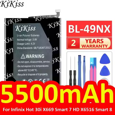 Mobile Phone Battery BL-49NX 5500mAh For Infinix Hot 30i X669 Smart 7 HD X6516 Smart 8