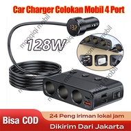 Car Charger Mobil USB 4 Port Adaptor Lighter QC3.0 120W / Car Charger Mobil 4 lighter socket dengan