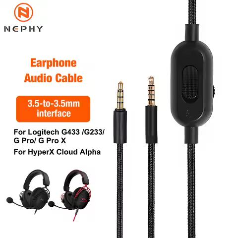 Male 3.5mm To 3.5 mm Headphones Cable For Logitech G433 G233 G Pro/ X HyperX Cloud Alpha Connect Cel