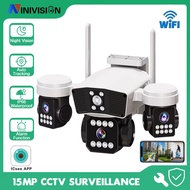 3 Lens PTZ Security Camera 15MP 7K UHD Triple Screen Display Auto Tracking AI Human Detection Color 