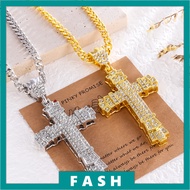 F Popular Hip Hop Cross Necklace Simple Pendant Diamond Studded C1