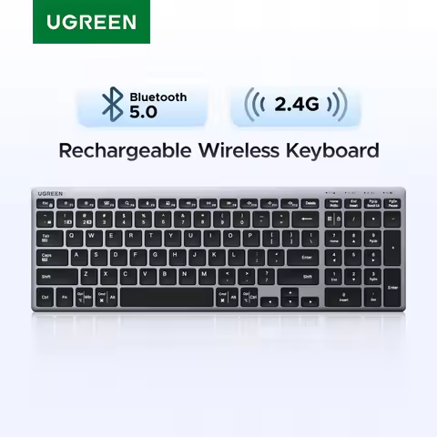 UGREEN Wireless Keyboard 99 Keys Bluetooth 2.4G Dual Mode USB-C Rechargeable 500mAh Scissor Structur