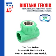 Tee Threaded In PPR Pipe 1/2" inch (20 mm) x Threaded 1/2" inch Rucika