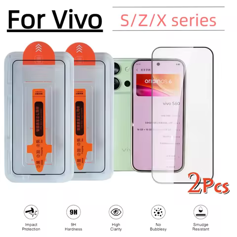 2-Pack HD Tempered Glass Screen Protector for Vivo S7E/S10Pro/S12/S15E/S16E/S18E/S19/S20/S30/Z3X/Z5X