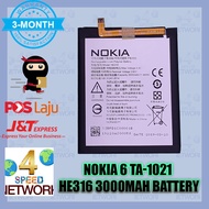 Nokia 6 TA-1021 TA-1033 TA-1000 TA-1003 1025 1039 HE316 HE317 3000mAh Battery Bateri Batery 3000 mah