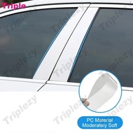 6Pcs Glossy Chrome Car Door Window Center Column B C Pillar Post Sticker Trim Mirror Effect Decoration External Film Accessories For Honda City Sedan GM 2014-2019