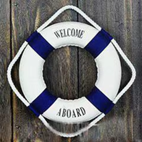 Creative Red Blue Two Colors Mediterranean Style Optional Craft Lifebuoy Hanging Lifebuoy Home Livin