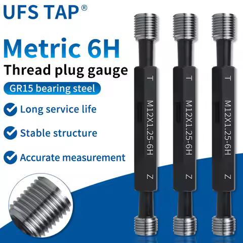 UFS TAP 1PCS 6H M0.8 M0.9 M1 M1.2 M1.4 M1.6 M1.8 M2-M30 Thread Plug Gauge Metric Standard Measuring 